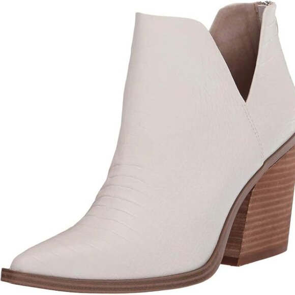 Kathemoi Shoes - Womens Kathemoi Slip on Ankle Heel Booties, V Pointed Toe, Chunky Stacked Heel